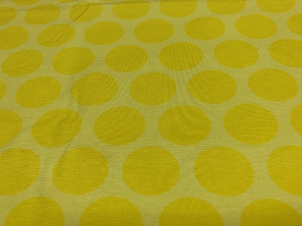 Reststück 38 cm Stretchjersey Dots gelb